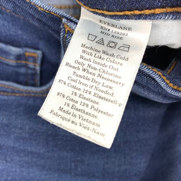 Everlane Mid Rise Ankle Skinny Jeans Womens Sz 27 Stretch Medium Wash - Picture 7 of 7